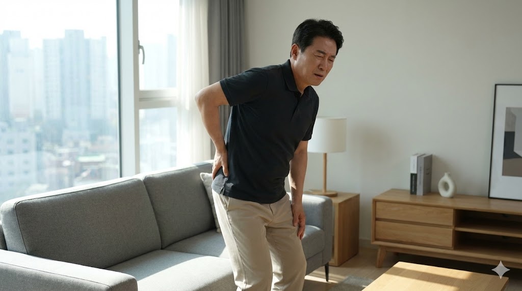 낫지 않는 허리 통증