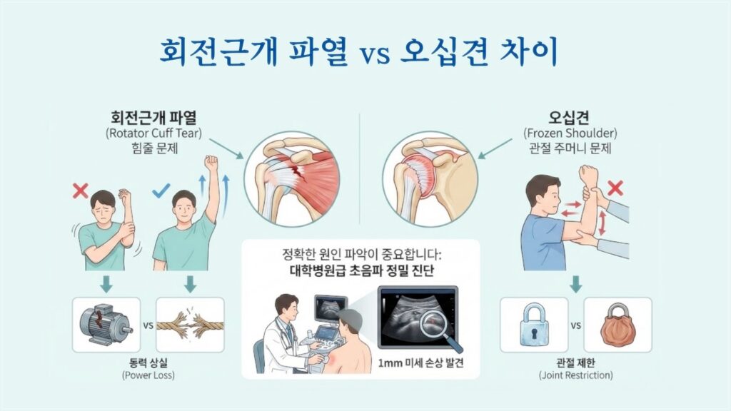 회전근개 파열 오십견 차이