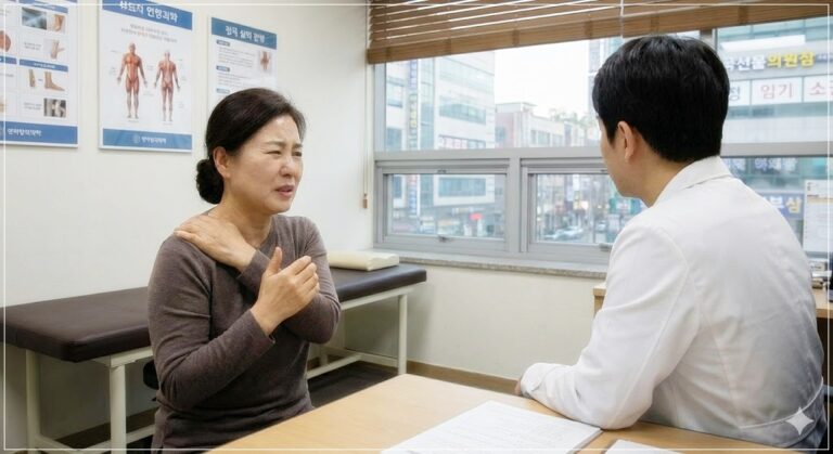 어깨에서 '뚝' 소리 나면서 어깨 통증