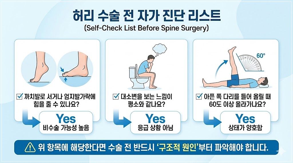 허리 수술 전 자가 진단 리스트