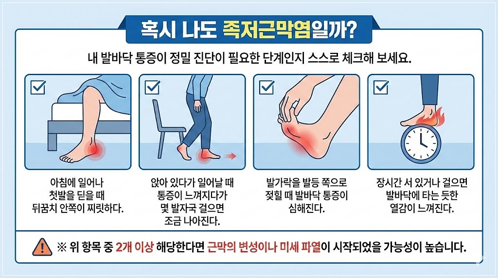 학익동 발바닥 통증 족저근막염 체크리스트
