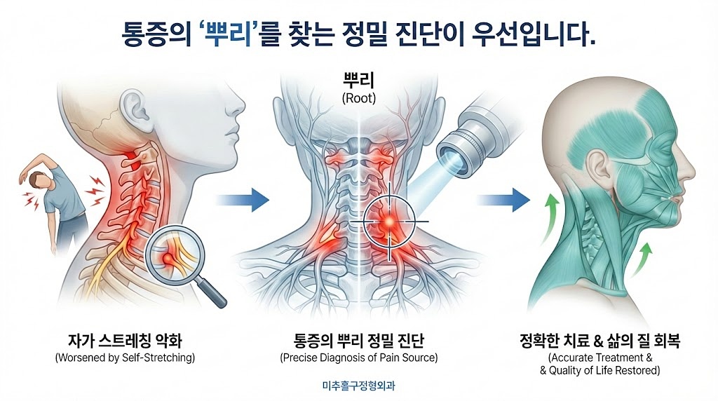 미추홀구 거북목 스트레칭 통증 목디스크 통증의 정확한 치료
