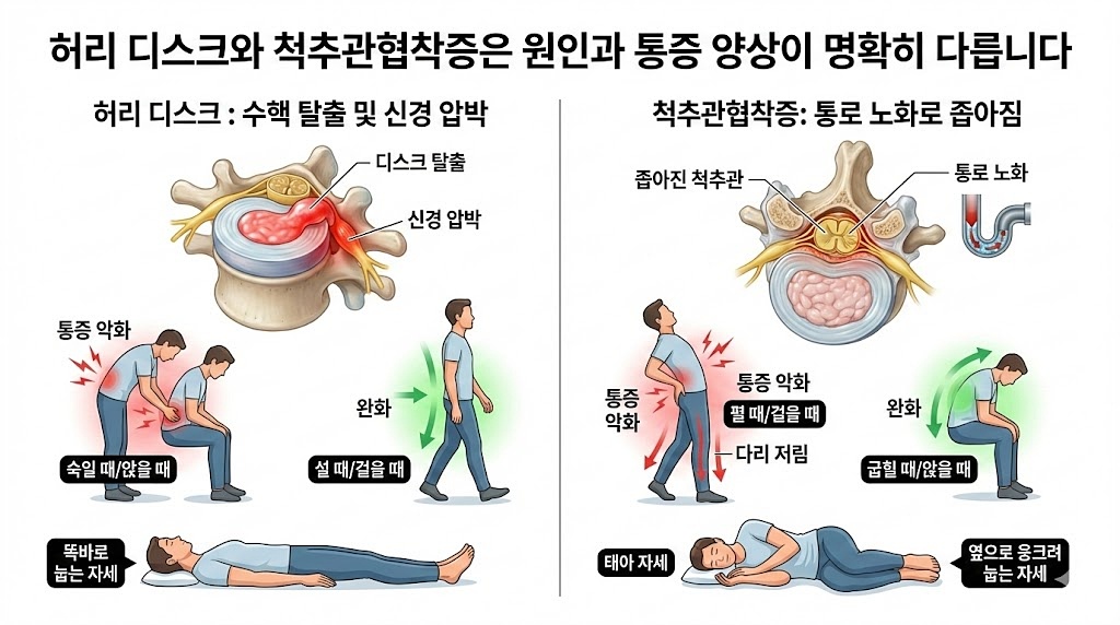 인천 척추관협착증 비수술 원인과 통증양상