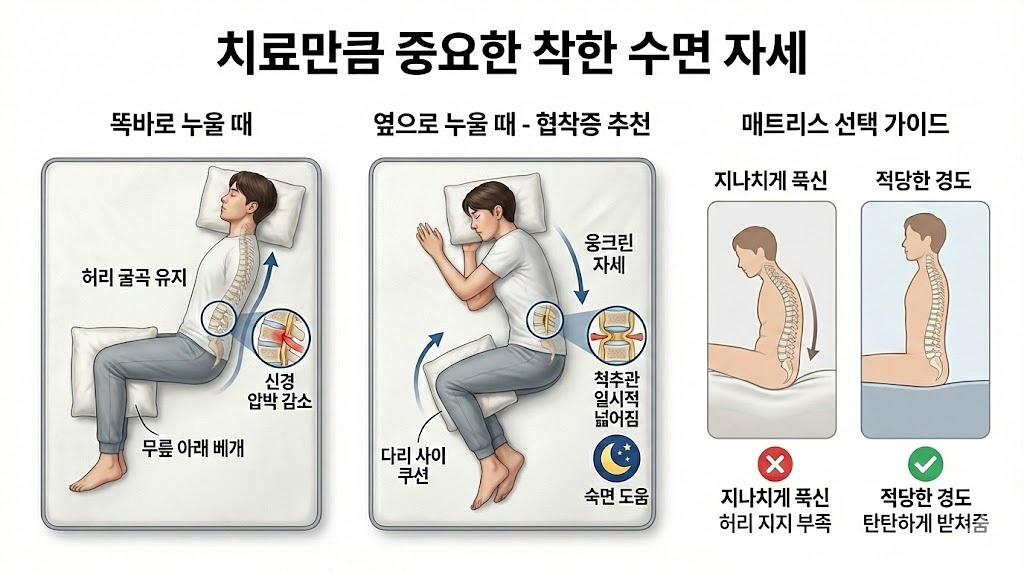 인천 척추관협착증 비수술 착한 수면 자세