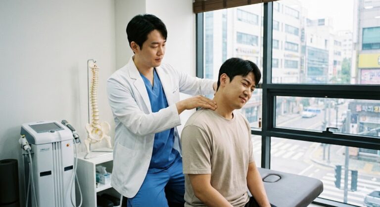 주안동 목디스크 비수술 치료하는 사진